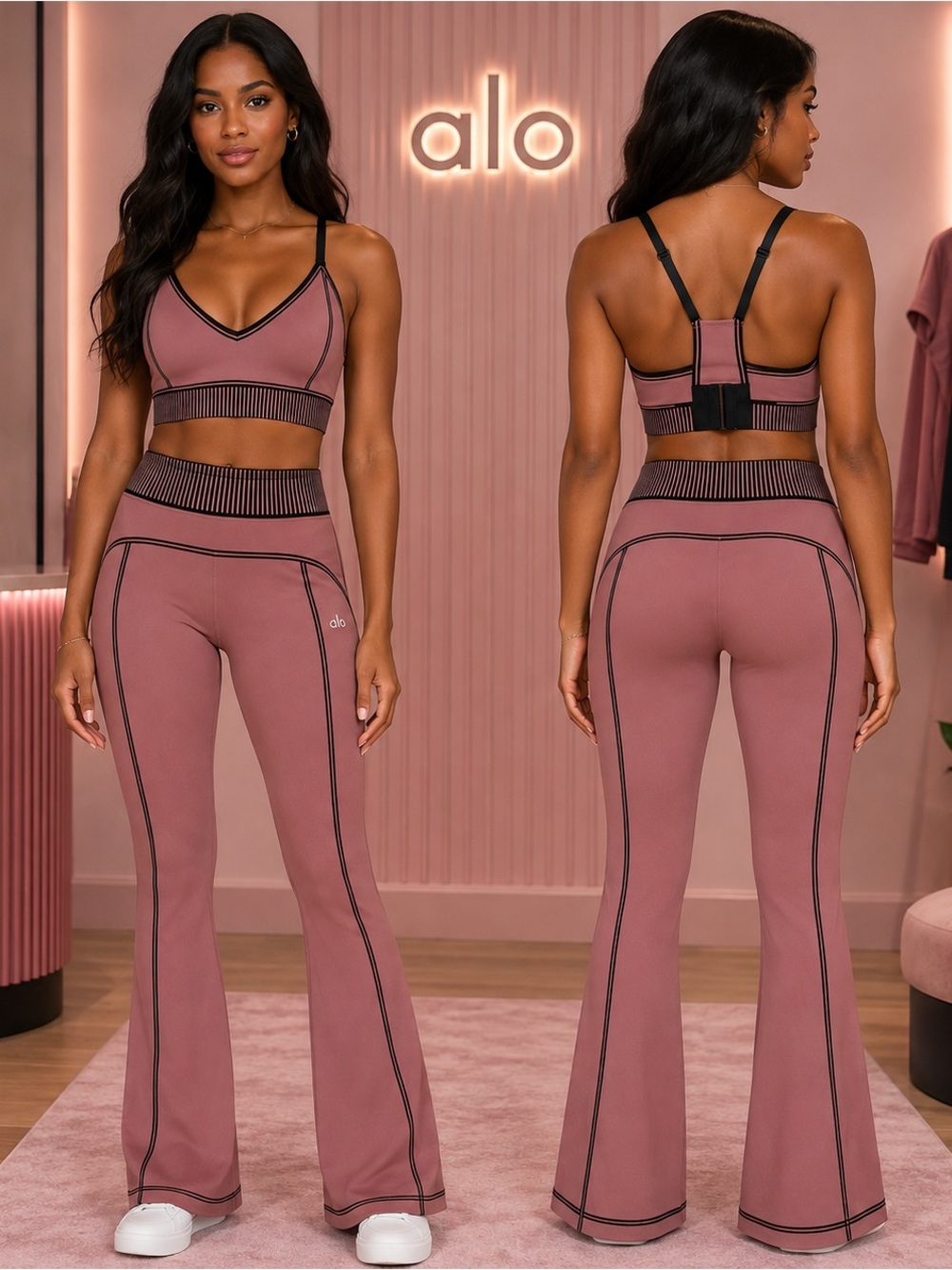 ALO Yoga Mauve Dusty Rose High-Rise Flare Leggings